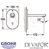 Grohe Euroeco Cosmopolitan E Infra-Red Electronic Wall Basin Tap Dimensions